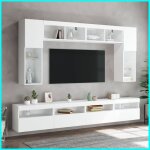 Meuble tv mural - keenso - 60x30x40 cm - bois dingnierie - lumires led rvb - design contemporain