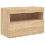 Meuble tv mural - mxzzand - chêne sonoma - 60x30x40 cm - lumières led rvb - design contemporain Meuble tv mural - mxzzand - chêne sonoma - 60x30x40 cm - lumières led rvb - design contemporain