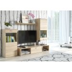 Meuble tv mural suspendu lea couleur chêne sonoma - price factory - contemporain - 3 portes Meuble tv mural suspendu lea couleur chêne sonoma - price factory - contemporain - 3 portes