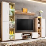 Meuble tv mural - v geby - type2024081074 - chêne sonoma et blanc - Éclairage led - design contemporain ... Meuble tv mural - v geby - type2024081074 - chêne sonoma et blanc - Éclairage led - design contemporain ...