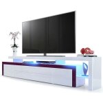 Meuble tv mre / blanc laqu 227 cm avec led - no name - contemporain - design - laqu - rectangulaire ...