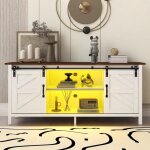 Meuble tv 150x40x60 cm blanc avec 2 portes coulissantes et etagères réglablesbuffet bois en panneaux ... Meuble tv 150x40x60 cm blanc avec 2 portes coulissantes et etagères réglablesbuffet bois en panneaux ...