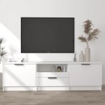 Meuble tv - mothinessto - contemporain design - blanc - bois ding�nierie - 140x35x40 cm
