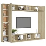 Meuble tv - omabeta - ensemble 8 pcs - chne sonoma - montage facile - design contemporain
