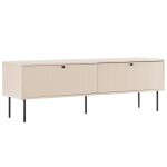 Meuble tv 2 portes en acier et mdf d�cor m�lamin� 150 cm beige - oviala