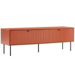 Meuble tv 2 portes en acier et mdf dcor mlamin 150 cm orange - oviala