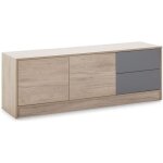 Meuble tv panama 2 tiroirs 2 portes couleur bois et gris 136 cm (largeur) 40 cm (profondeur) 51 cm (hauteur) ...