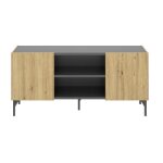 Meuble tv en panneaux de particules coloris chne naturel - gris graphite - longueur 160. 8 x profondeur ...
