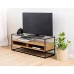 Parker - meuble tv - effet bois verre et métal noir - 120 cm - bois / noir Parker - meuble tv - effet bois verre et métal noir - 120 cm - bois / noir