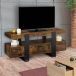 Idmarket meuble tv 116 cm phoenix avec tiroirs bois effet vieilli et noir