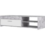 Meuble tv pilvi - blanc et b�ton clair - contemporain - l 120 x p 421 x h 318 cm