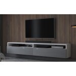 Meuble tv - rednaw - 180 cm - blanc mat - gris brillant - 2 niches ouvertes - avec 2 tiroirs - style ... Meuble tv - rednaw - 180 cm - blanc mat - gris brillant - 2 niches ouvertes - avec 2 tiroirs - style ...