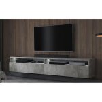 Meuble tv - selsey - rednaw - 180 cm - gris b�ton - avec led