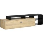 Homcom - meuble tv - mdf - 163x40x38cm - bois naturel noir