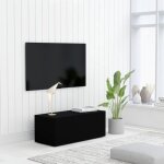 Meuble tv meuble de salon - buffet bas - noir 80x34x30 cm agglomr pro(73632)