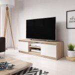 Meuble tv - selsey - permys - 120 cm - chne sonoma clair / blanc mat - moderne