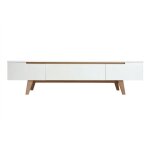 Meuble tv scandinave blanc brillant et frêne 180cm melka - miliboo Meuble tv scandinave blanc brillant et frêne 180cm melka - miliboo