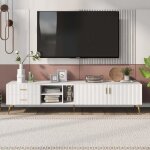 Meuble tv scandinave contemporain 180 cm pour 75 tv banc tv en bois 2 portes 2 tiroirs 3 compartiments ...