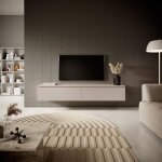Meuble tv - selsey - seney - 175 cm - taupe (gris - beige) - m�lamine mat 16 mm r�sistant