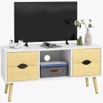 Homcom - meuble tv - bois - 90x30x46cm - blanc