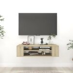 Meuble tv suspendu - mothinessto - ly7340 - ch�ne sonoma - 100x30x265 cm - agglom�r�