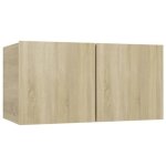 Meuble tv suspendu - omabeta - chne sonoma - 60x30x30 cm - design contemporain - montage facile