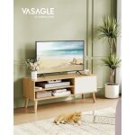Meuble tv pour tlvision jusqu 55 pouces longueur 120 cm style rustique couleur chne naturel et blanc ...