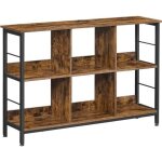 Meuble tv vasagle - �tag�re 6 compartiments - style industriel - marron rustique noir - 120 x 33 x 80 ...