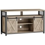 Meuble tv - vasagle - support pour t�l�viseur jusqu?� 60 pouces - couleur ch�ne et noir