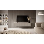 Meuble tv - selsey - veldio - 140 cm - beige / gris - fa�ade frais�e