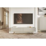 Meuble tv - selsey - veldio - 175 cm - taupe (gris - beige) - pieds dor�s
