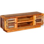 Meuble tv - vidaxl - bois de r�cup�ration massif - porte(s) et tiroir(s) - vintage - 120 x 30 x 40 cm ...