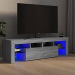 Meuble tv - vidaxl - sonoma gris - 140x365x40 cm - lumi�res led rvb - design contemporain