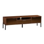 Meuble tv vintage d�cor bois de noyer 2 portes 1 tiroir 1515cm glassy