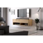 Meuble tv - vivaldi - derby 1 - 100 cm - chne wotan - rangement audio - vido
