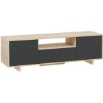 Meuble tv zaida 3 portes couleur ch�ne et gris 150 cm (largeur)