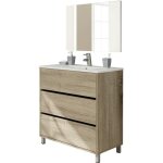 Meuble vasque avec miroir coloris cambrian - hauteur 90 x longueur 81. 5 x profondeur 46. 5 cm