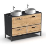 Meuble vasque pour salle de bain coloris imitation marbre chêne - longueur 120 x profondeur 50 x hauteur ... Meuble vasque pour salle de bain coloris imitation marbre chêne - longueur 120 x profondeur 50 x hauteur ...