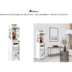 Meuble wc armoire tagre de salle de bains - quiienclee - blanc - tour de paris - 20x20x80cm