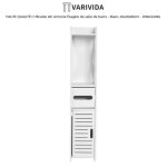 Meuble wc armoire tagre de salle de bains - varivida - blanc - a poser au sol - classique - 20x20x80cm ...