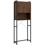 Meuble wc meuble dessus toilettes style industriel 2 portes avec étagère niche acier noir aspect noyer ... Meuble wc meuble dessus toilettes style industriel 2 portes avec étagère niche acier noir aspect noyer ...