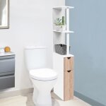 Idmarket meuble wc étagère bois willy 2 portes blanc et hêtre Idmarket meuble wc étagère bois willy 2 portes blanc et hêtre