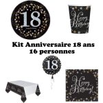 Mgs33 kit (cde7) anniversaire 18 ans complet d�co table 16 personnes 16 assiettes 16 gobelets 16 serviettes ...