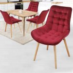 Miadomodo chaise de salle  manger en velours - lot de 4 rouge fonc - chaise scandinave pour salon ...