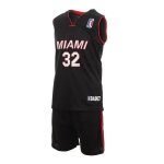 Ensemble de basket - miami heat - noir / rouge - maillot + short floqu� - 100% polyester