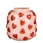 Mica decorations vase hearts - 28x28x28 cm - cramique - rose