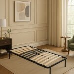 Michel - sommier 70x190 noir cadre a lattes renforc au niveau du bassin 6 pieds hauteur 29 cm en metal ...
