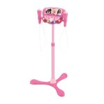 Microphone barbie sur pied ajustable lumineux avec enceinte 2 micros et effets vocaux enceinte bluetooth ...