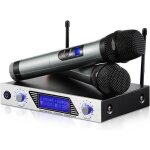 Microphone sans fil karaok micro sans fil professionnel aluminium 2 micro hf  main portable 1 rcepteur ...