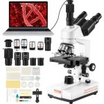 Microscope trinoculaire - vevor - compos� 40x - 5000x avec platine � 2 �tages biologie